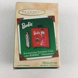 Hallmark Miniature Christmas Tree Ornament Barbie Enchanted Evening Case Vintage